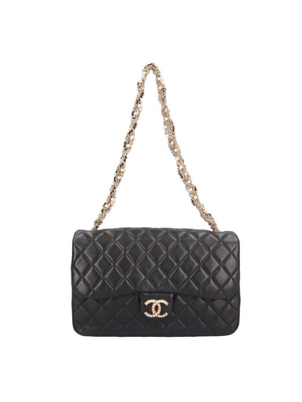Chanel Quilted Shoulder Bag Leather Black